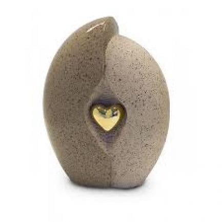 Beige Ceramic with Gold Heart