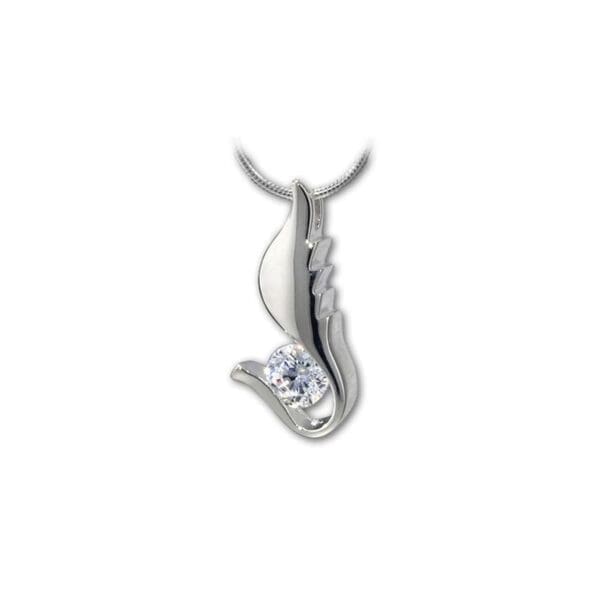 Stainless Steel - Wing With Stone Pendant - Model #152