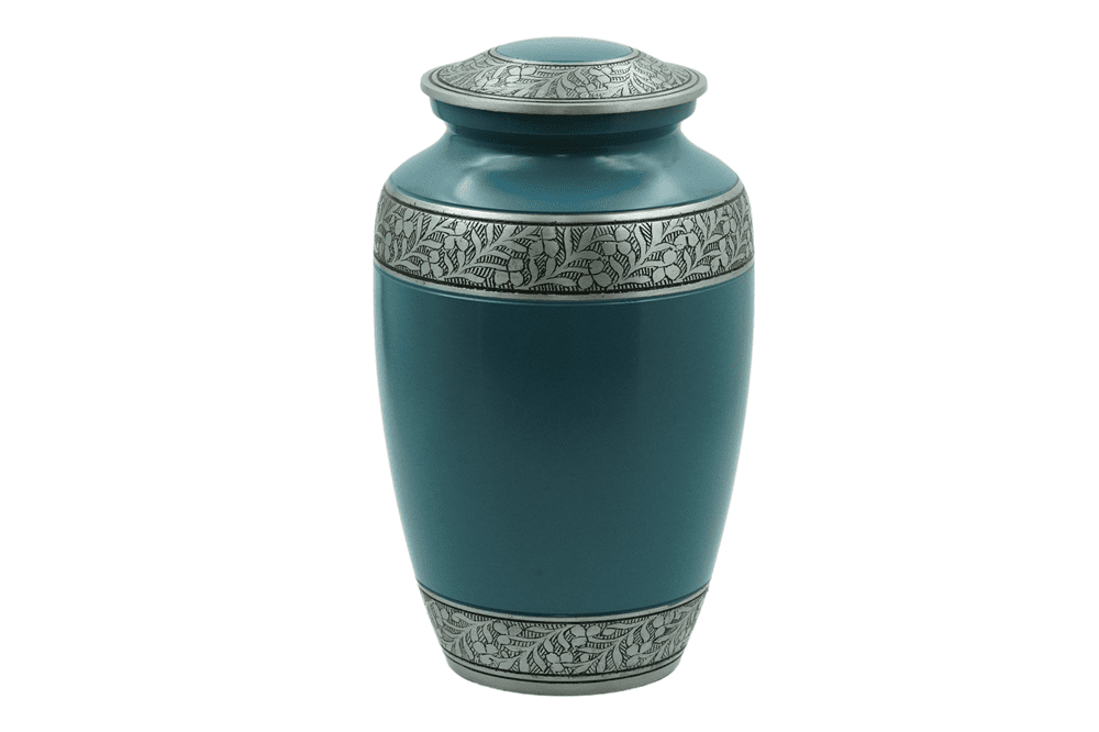 Light Blue with Pewter Floral Details