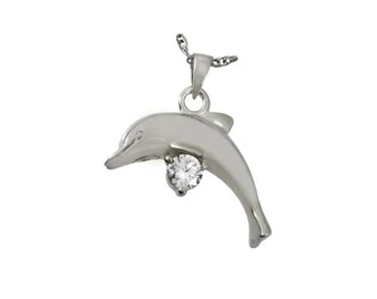 Stainless Steel - Dolphin with Stone Pendant - Model #154